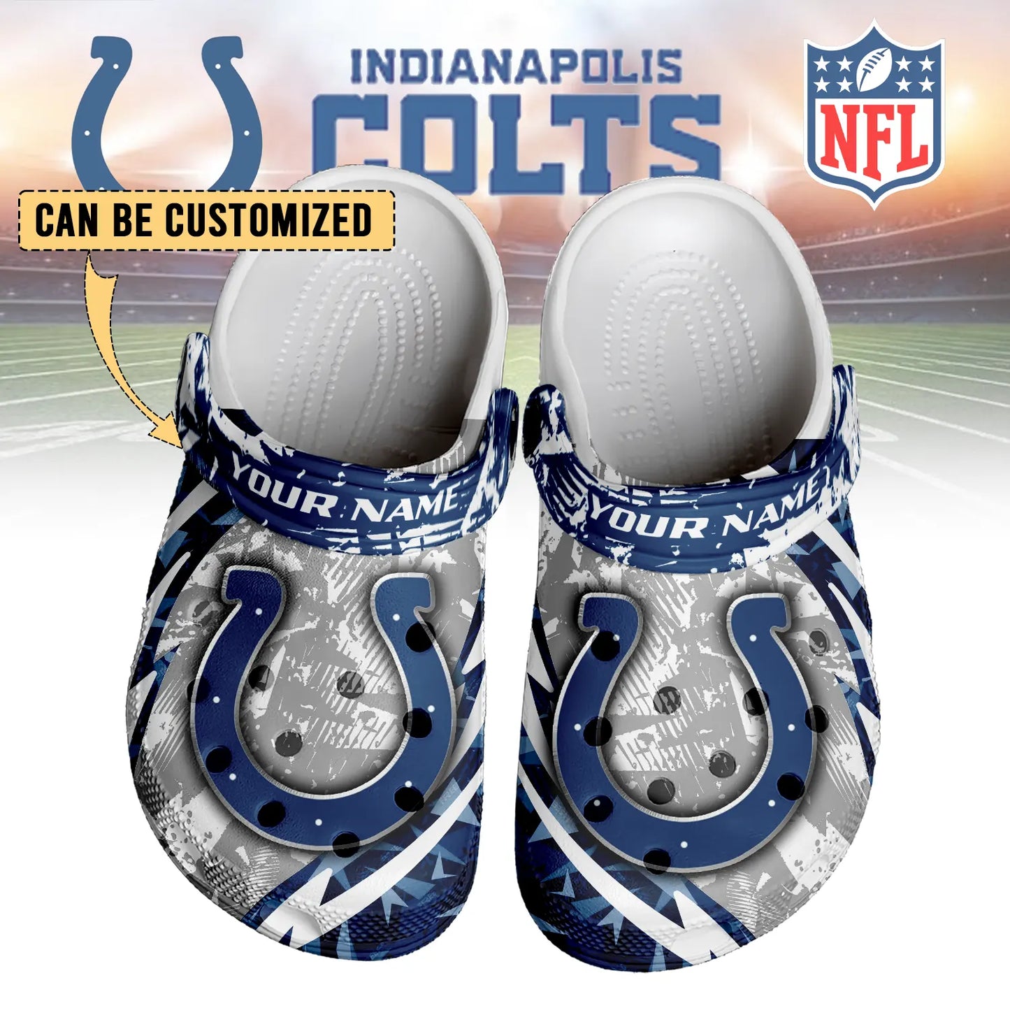 LIMITED EDITION - NEW CUSTOMIZED NFL17 IDC INDIANAPOLIS COLTS CLOGS SHOES