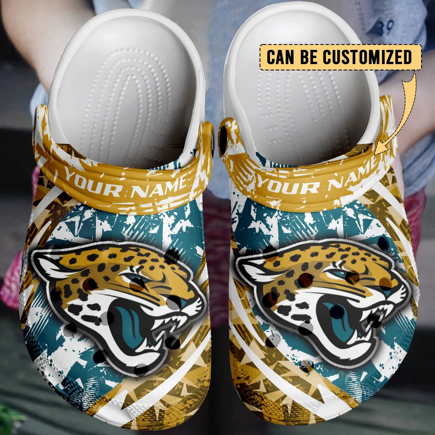 LIMITED EDITION - NEW CUSTOMIZED NFL30 JSJ JACKSONVILLE JAGUARS CLOGS SHOES