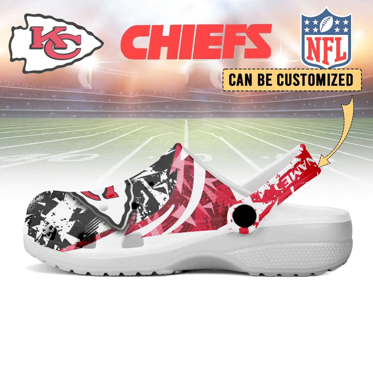 LIMITED EDITION - NEW CUSTOMIZED NFL01 KCC KANSAS CITY CHIEFS CLOGS SHOES