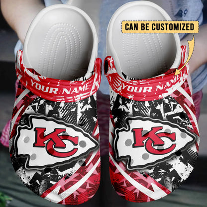 LIMITED EDITION - NEW CUSTOMIZED NFL01 KCC KANSAS CITY CHIEFS CLOGS SHOES