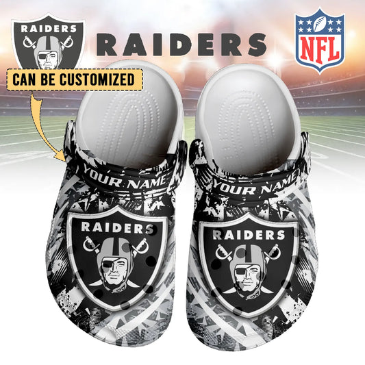 LIMITED EDITION - NEW CUSTOMIZED NFL07 LVR LAS VEGAS RAIDERS CLOGS SHOES