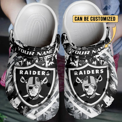 LIMITED EDITION - NEW CUSTOMIZED NFL07 LVR LAS VEGAS RAIDERS CLOGS SHOES
