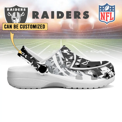 LIMITED EDITION - NEW CUSTOMIZED NFL07 LVR LAS VEGAS RAIDERS CLOGS SHOES