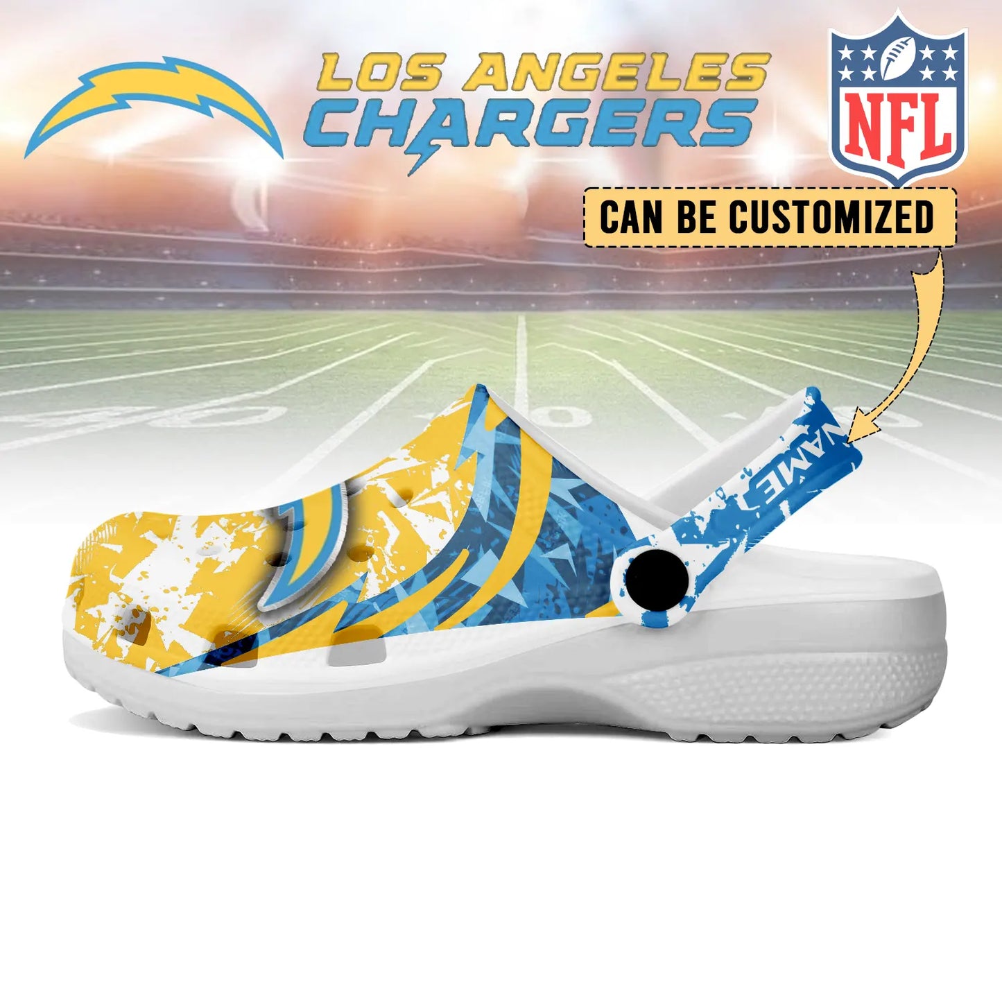 LIMITED EDITION - NEW CUSTOMIZED NFL09 LAC LOS ANGELES CHARGERS CLOGS SHOES