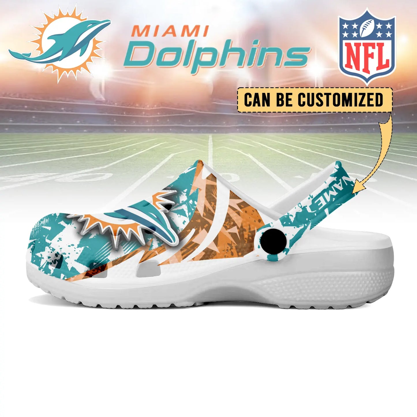 LIMITED EDITION - NEW CUSTOMIZED NFL19 MDP MIAMI DOLPHINS CLOGS SHOES