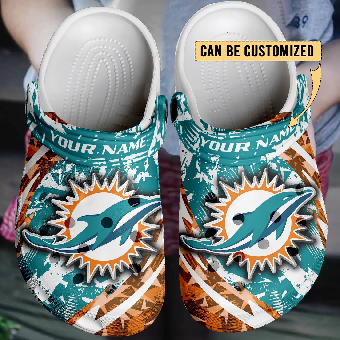 LIMITED EDITION - NEW CUSTOMIZED NFL19 MDP MIAMI DOLPHINS CLOGS SHOES