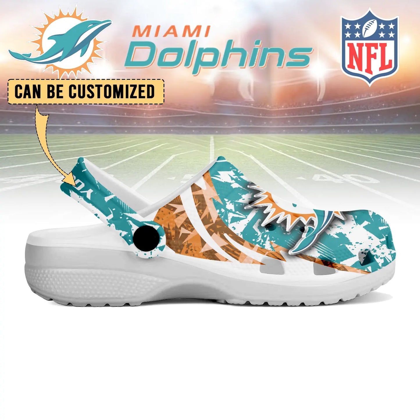 LIMITED EDITION - NEW CUSTOMIZED NFL19 MDP MIAMI DOLPHINS CLOGS SHOES
