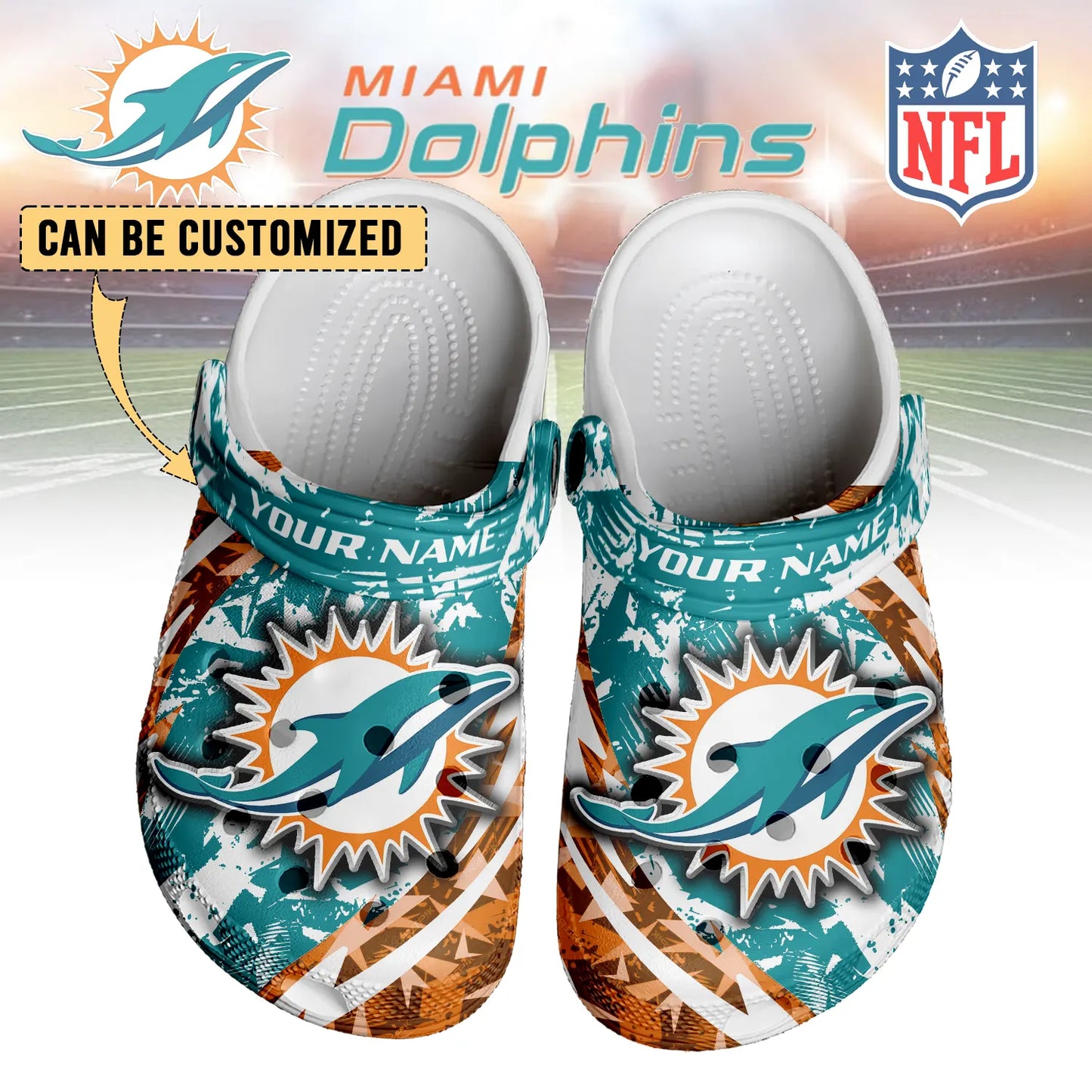 LIMITED EDITION - NEW CUSTOMIZED NFL19 MDP MIAMI DOLPHINS CLOGS SHOES