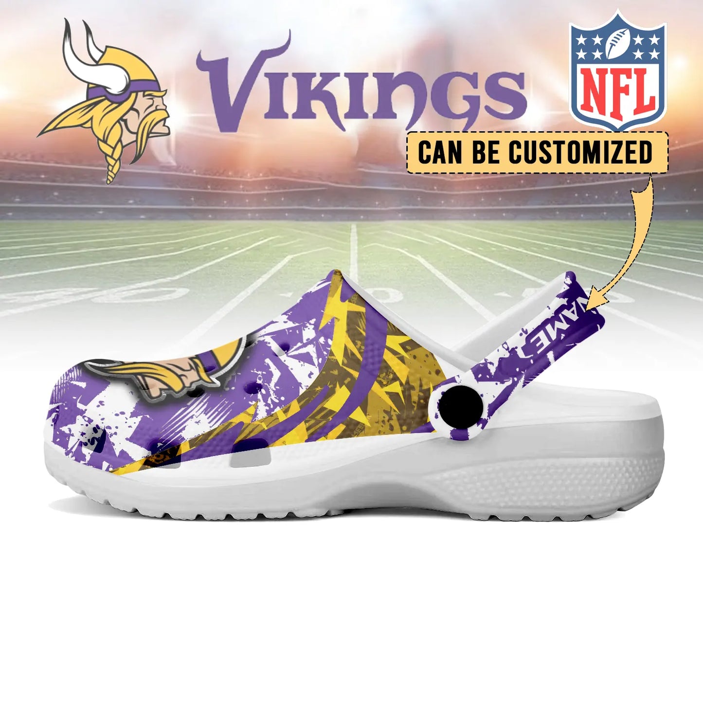 LIMITED EDITION - NEW CUSTOMIZED NFL05 MVK MINNESOTA VIKINGS CLOGS SHOES