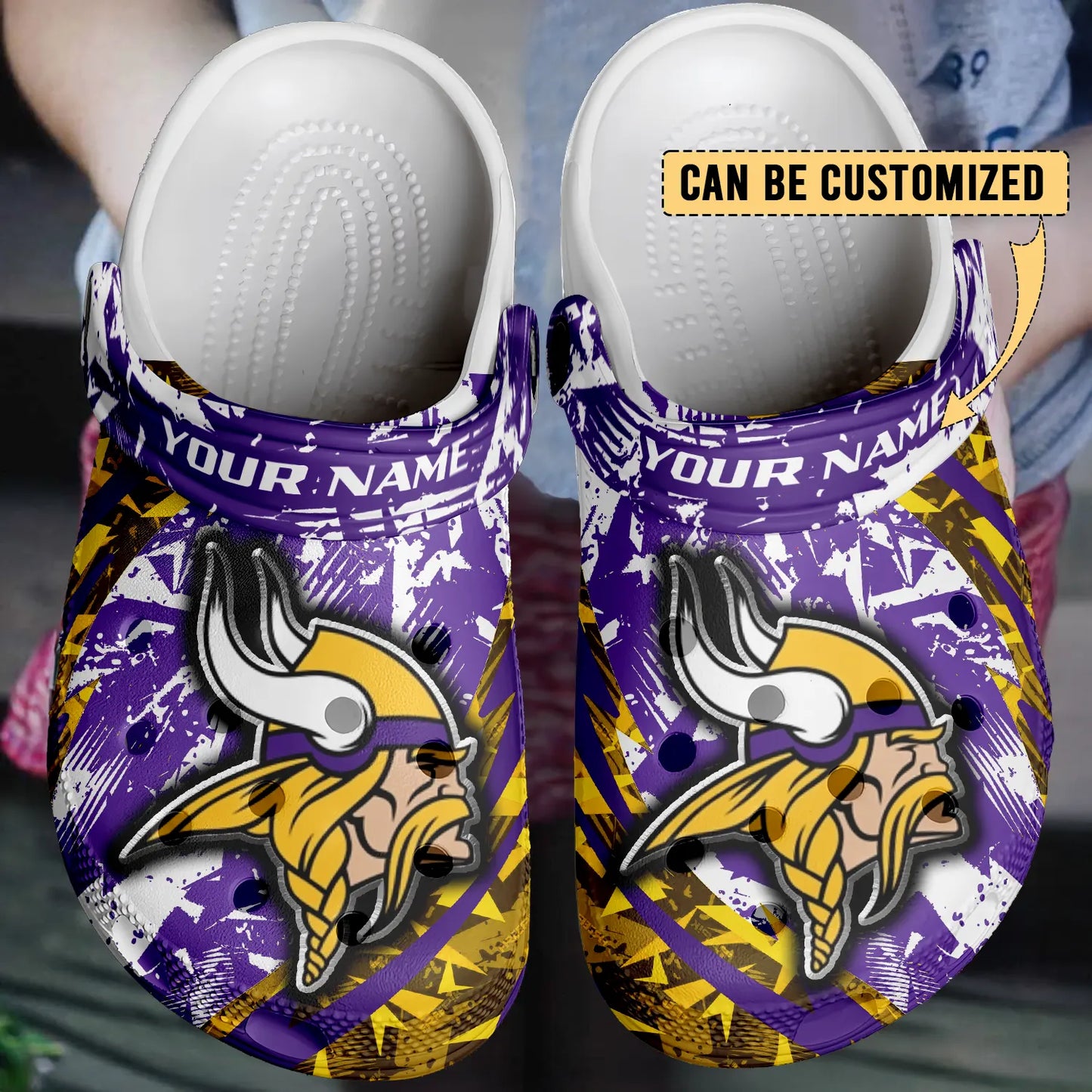 LIMITED EDITION - NEW CUSTOMIZED NFL05 MVK MINNESOTA VIKINGS CLOGS SHOES