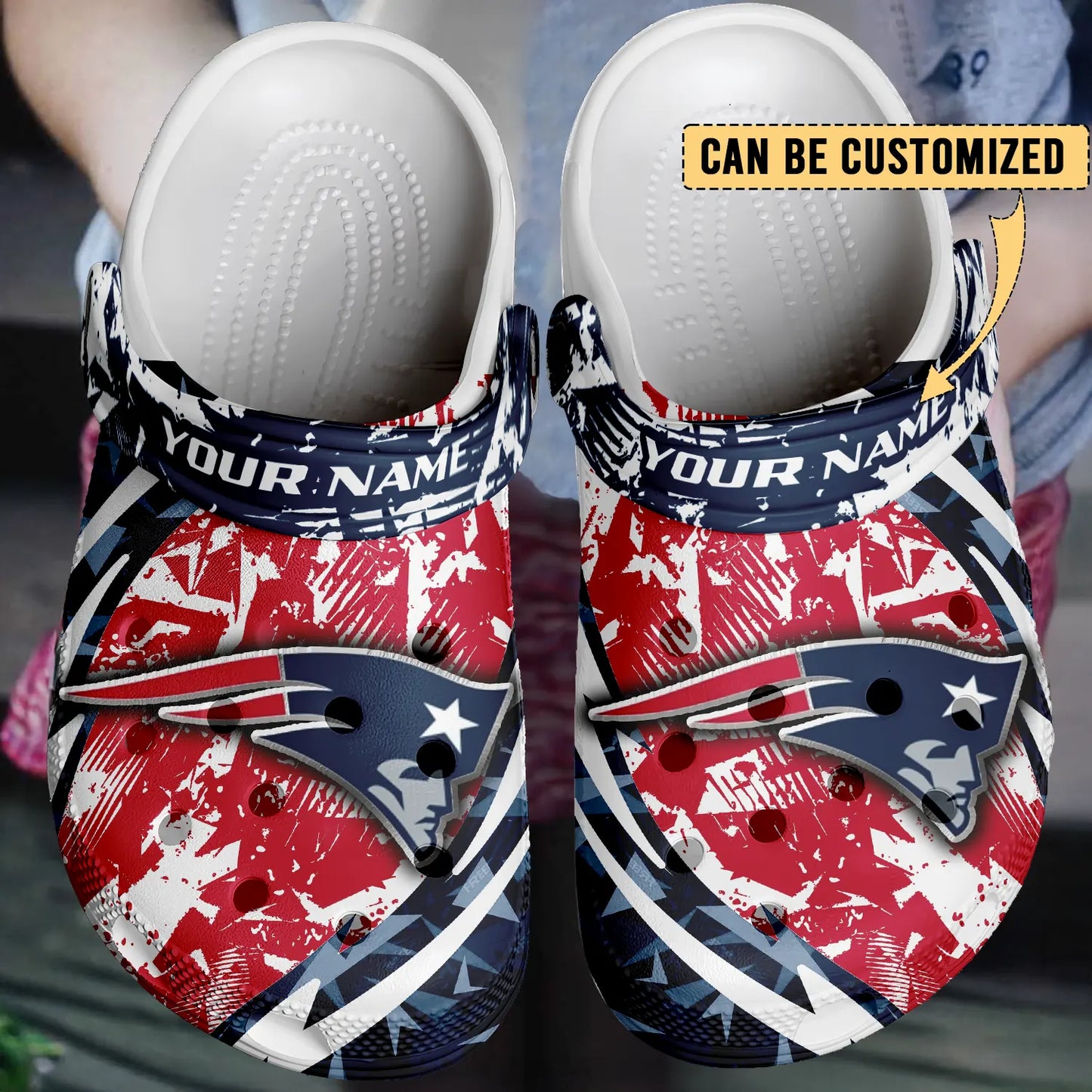 LIMITED EDITION - NEW CUSTOMIZED NFL27 NEP NEW ENGLAND PATRIOTS CLOGS SHOES