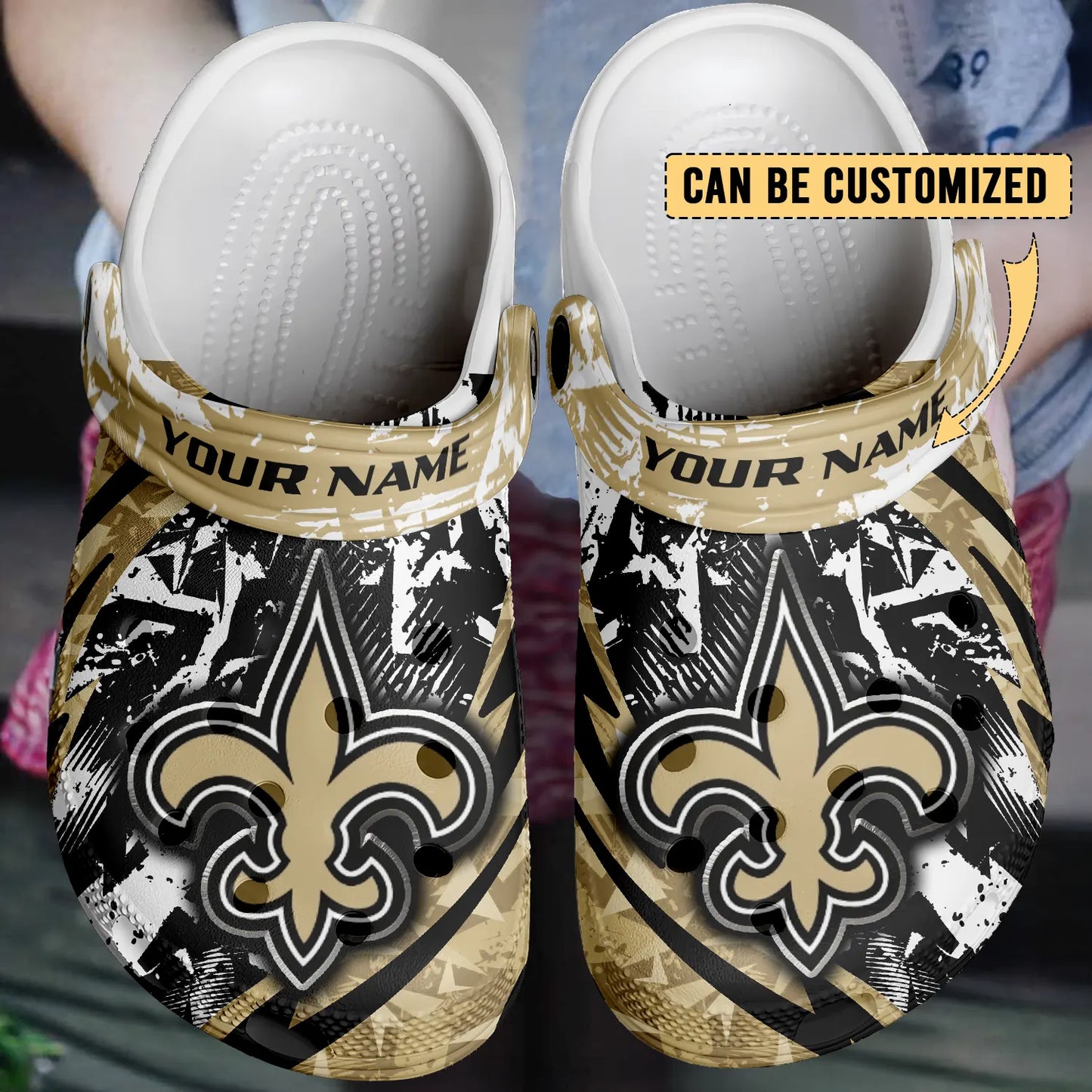 LIMITED EDITION - NEW CUSTOMIZED NFL24 NOS NEW ORLEANS SAINTS CLOGS SHOES