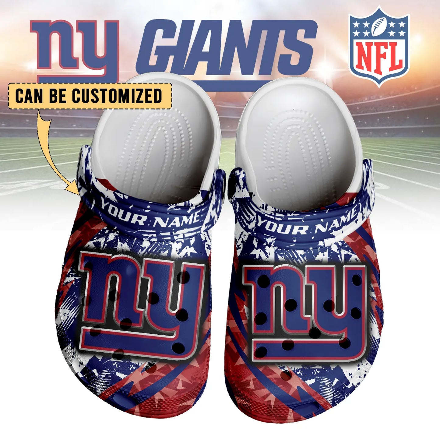 LIMITED EDITION - NEW CUSTOMIZED NFL32 NYG NEW YORK GIANTS CLOGS SHOES