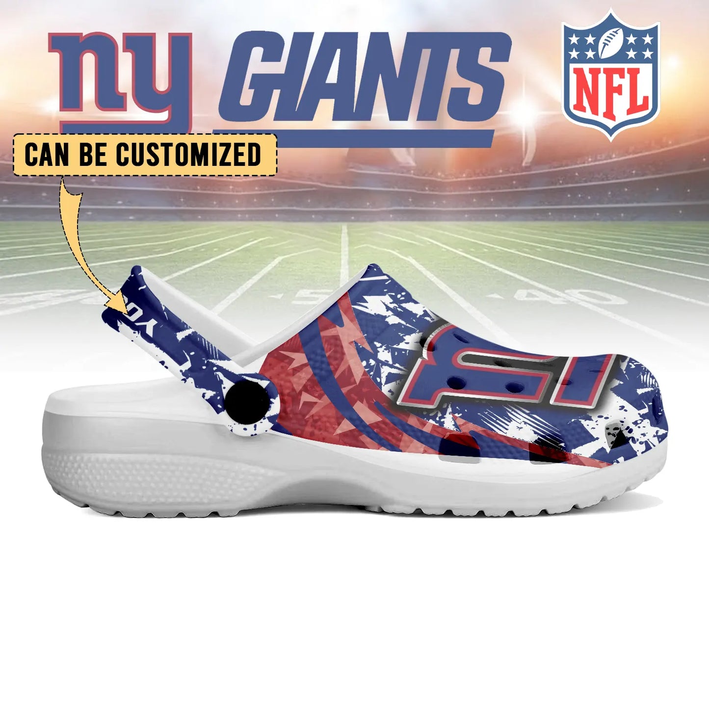 LIMITED EDITION - NEW CUSTOMIZED NFL32 NYG NEW YORK GIANTS CLOGS SHOES