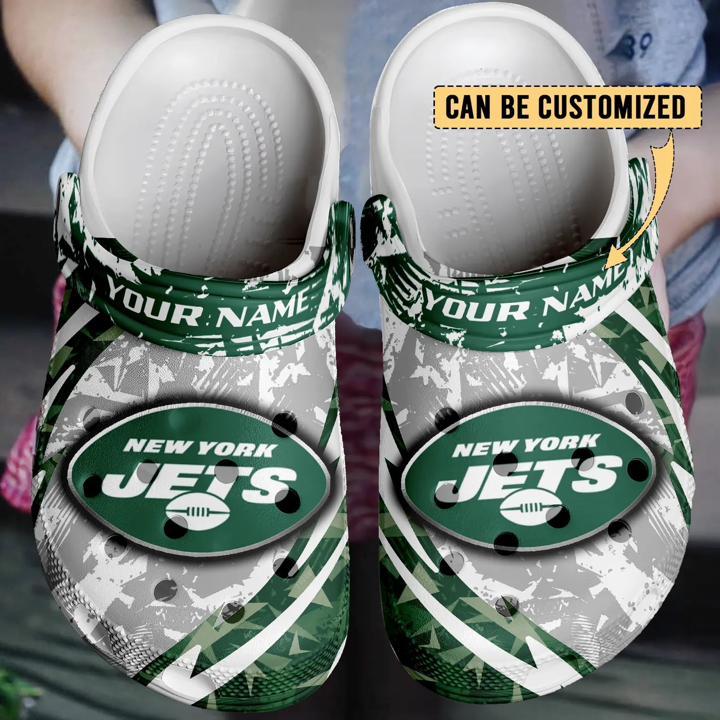LIMITED EDITION - NEW CUSTOMIZED NFL25 NYJ NEW YORK JETS CLOGS SHOES