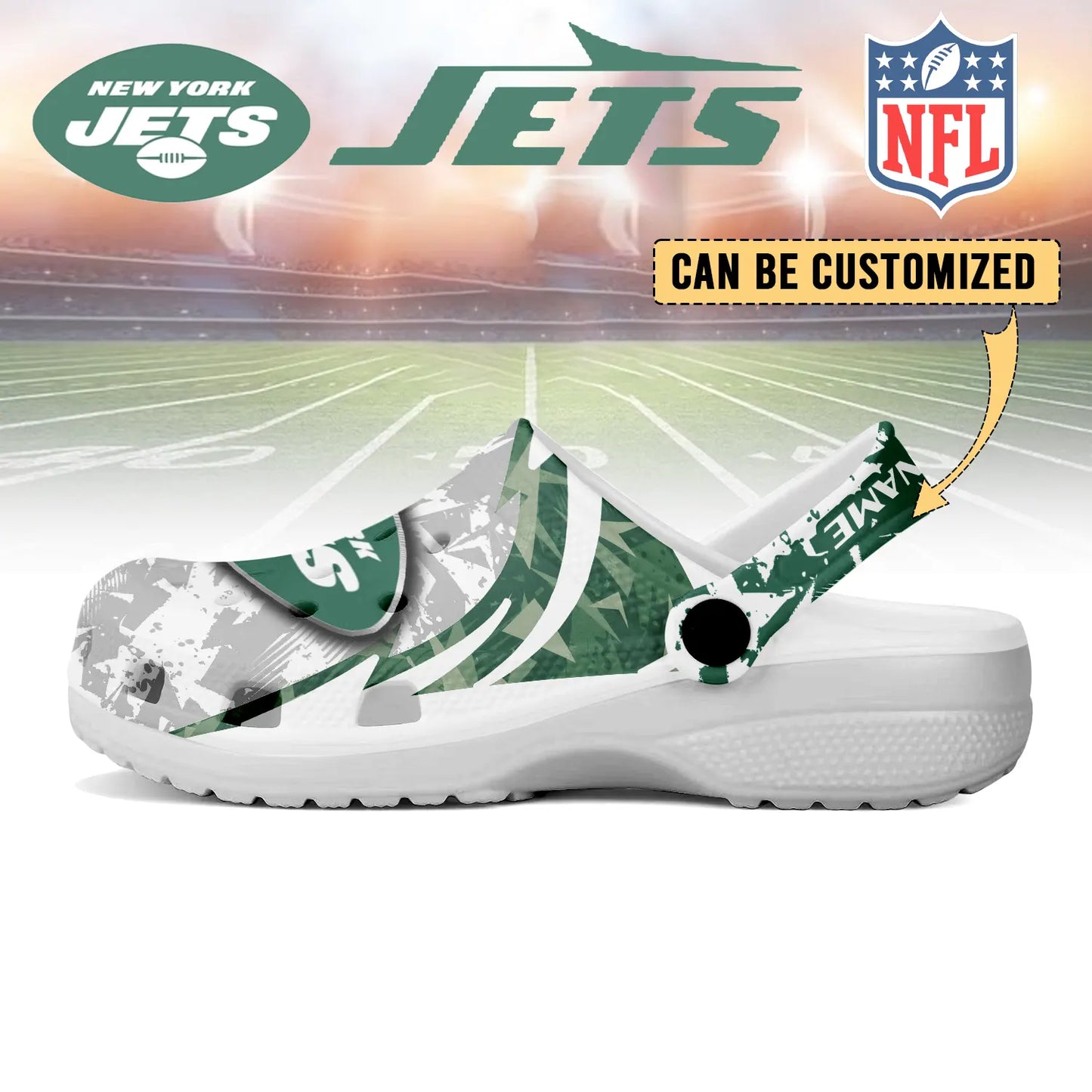 LIMITED EDITION - NEW CUSTOMIZED NFL25 NYJ NEW YORK JETS CLOGS SHOES