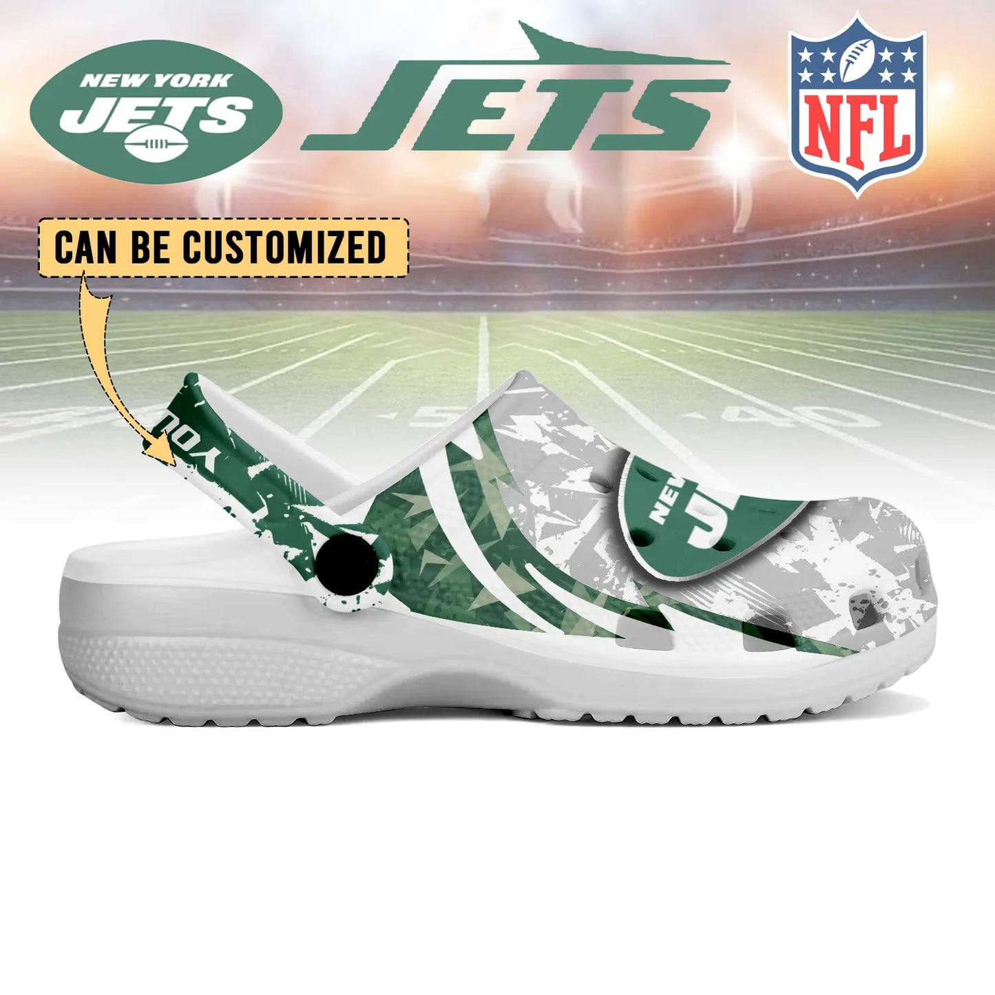 LIMITED EDITION - NEW CUSTOMIZED NFL25 NYJ NEW YORK JETS CLOGS SHOES
