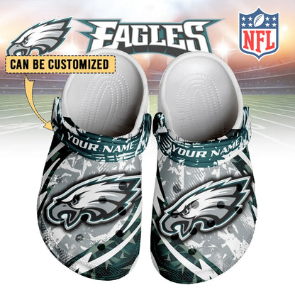 LIMITED EDITION - NEW CUSTOMIZED NFL02 PPE PHILADELPHIA EAGLES CLOGS SHOES