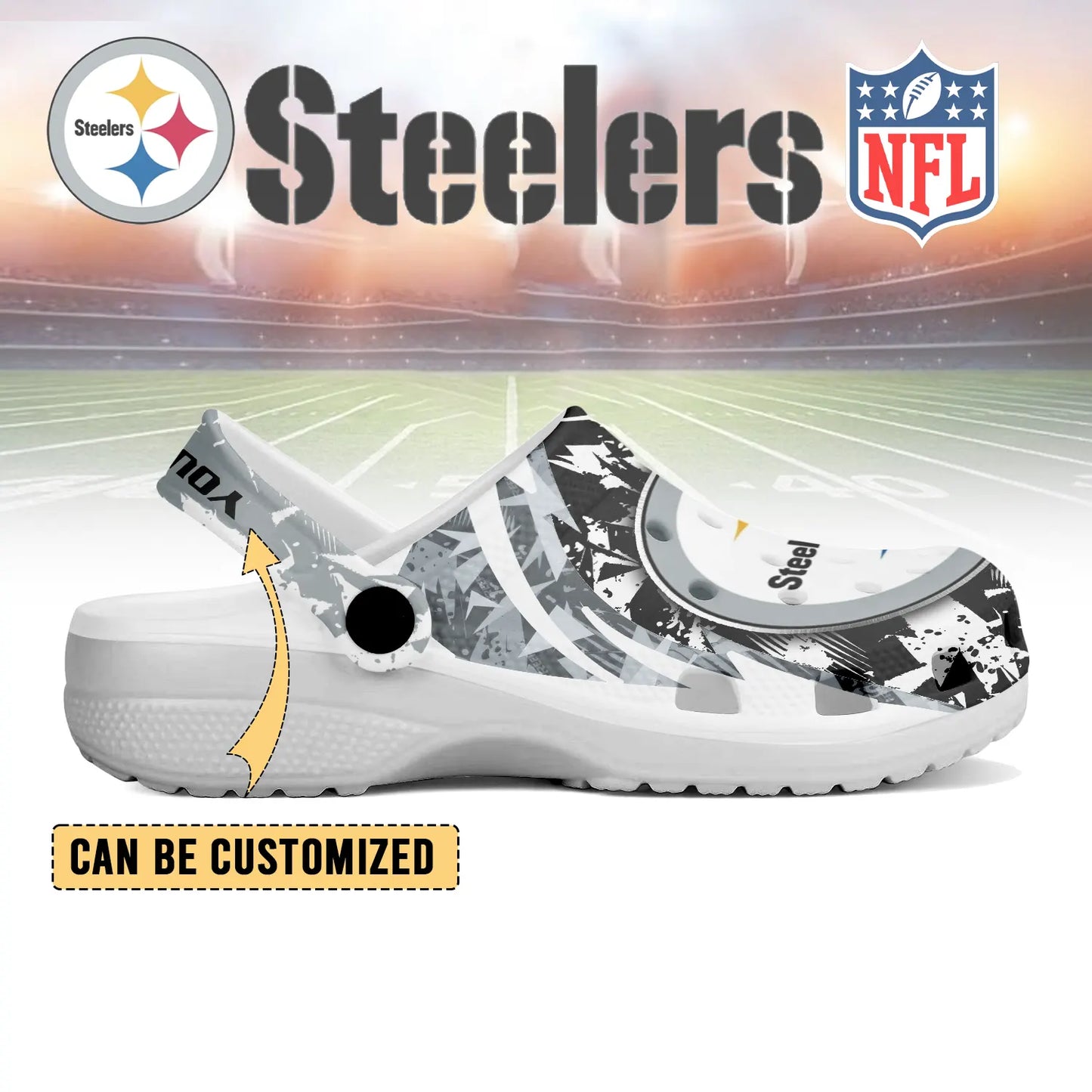 LIMITED EDITION - NEW CUSTOMIZED NFL14 PSB PITTSBURGH STEELERS CLOGS SHOES