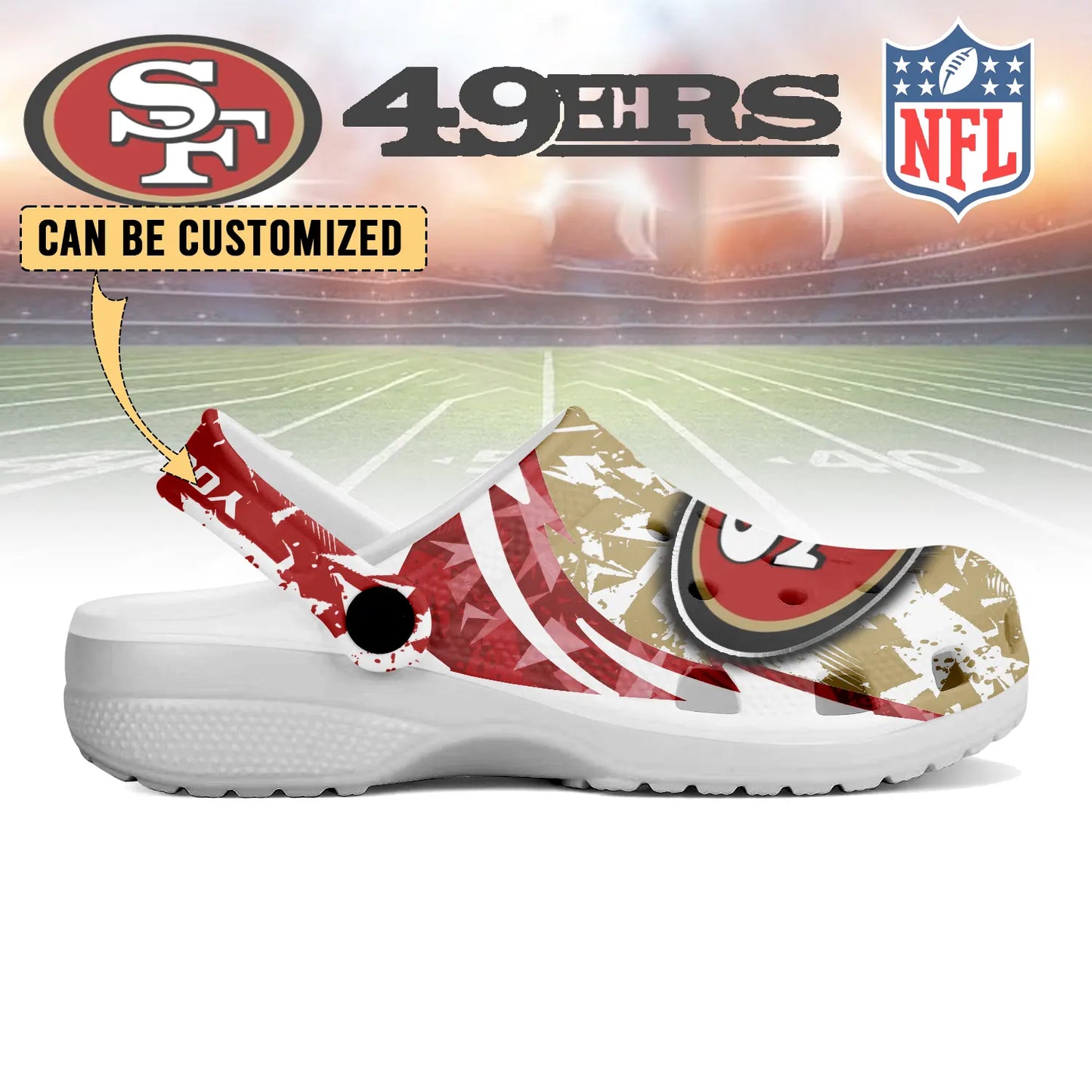 LIMITED EDITION - NEW CUSTOMIZED NFL11 SF49 SAN FRANCISCO 49ERS CLOGS SHOES