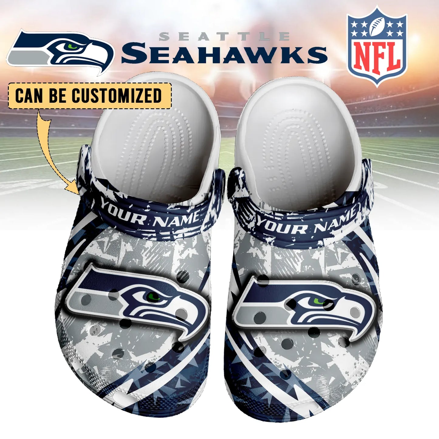LIMITED EDITION - NEW CUSTOMIZED NFL06 SSH SEATTLE SEAHAWKS CLOGS SHOES