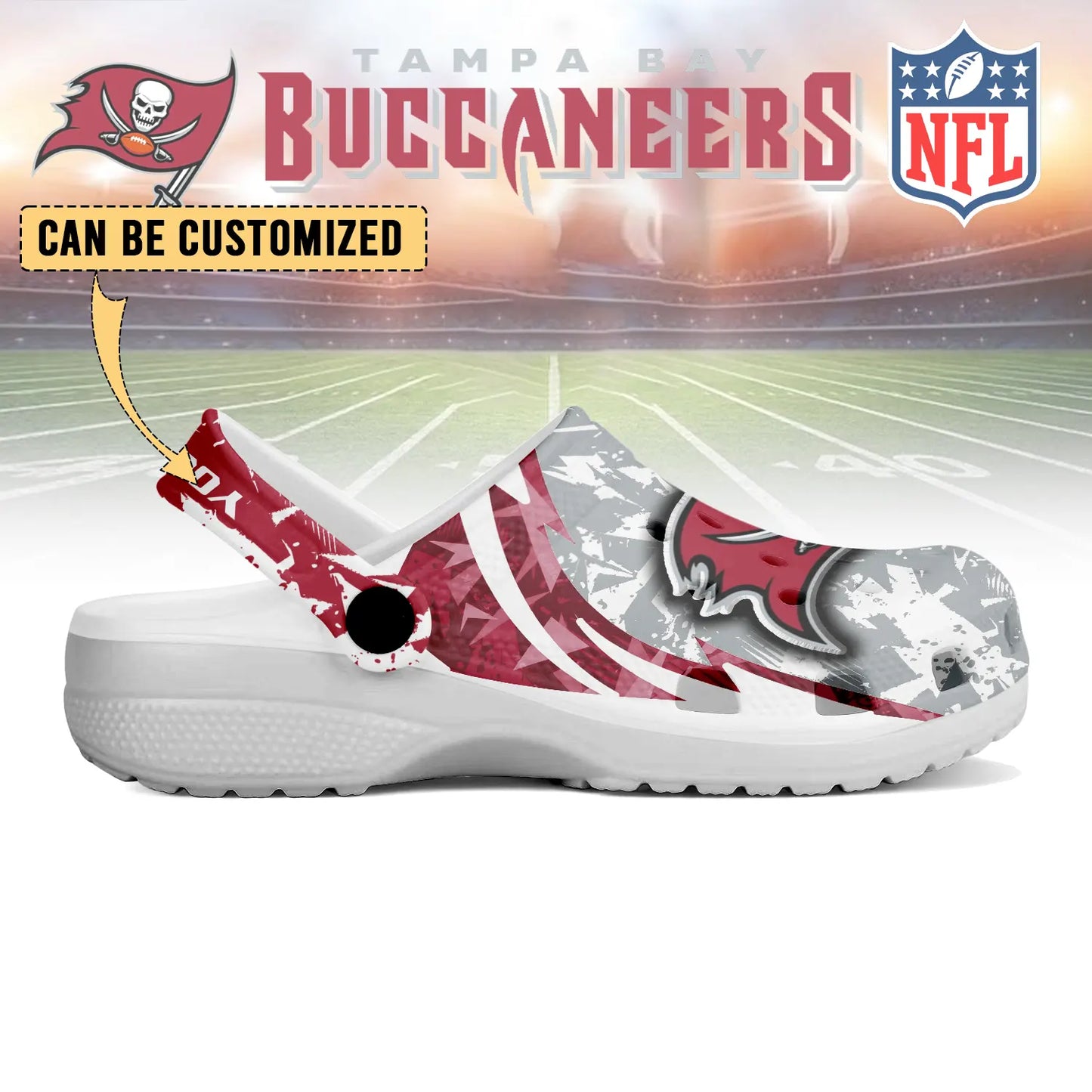 LIMITED EDITION - NEW CUSTOMIZED NFL10 TBB TAMPA BAY BUCCANEERS CLOGS SHOES