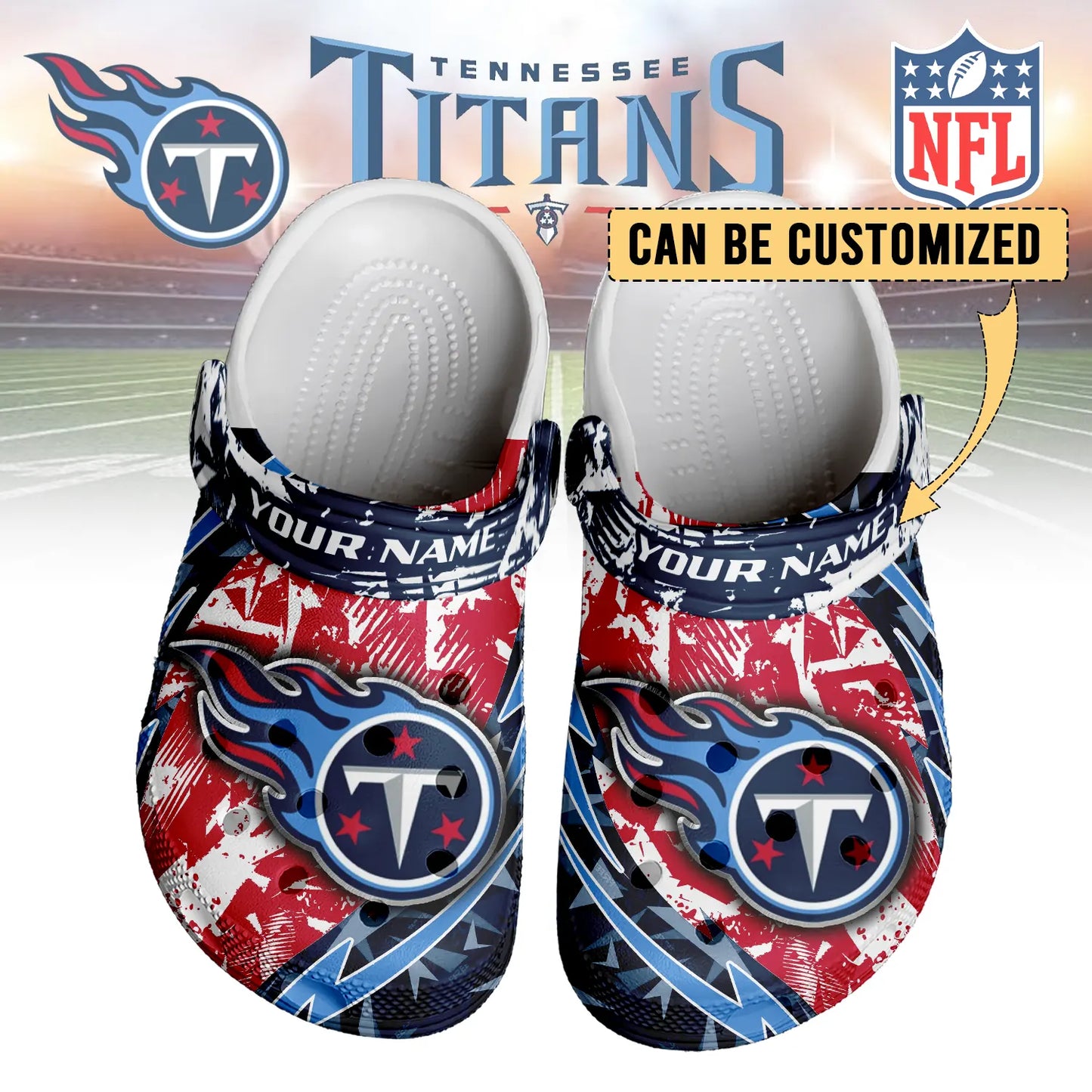 LIMITED EDITION - NEW CUSTOMIZED NFL31 TST TENNESSEE TITANS CLOGS SHOES