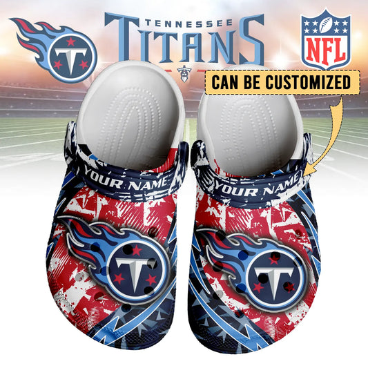 LIMITED EDITION - NEW CUSTOMIZED NFL31 TST TENNESSEE TITANS CLOGS SHOES