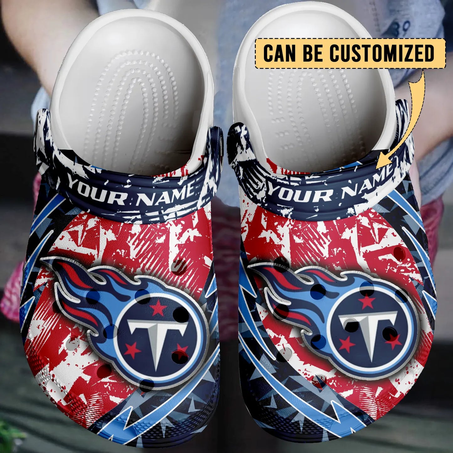 LIMITED EDITION - NEW CUSTOMIZED NFL31 TST TENNESSEE TITANS CLOGS SHOES