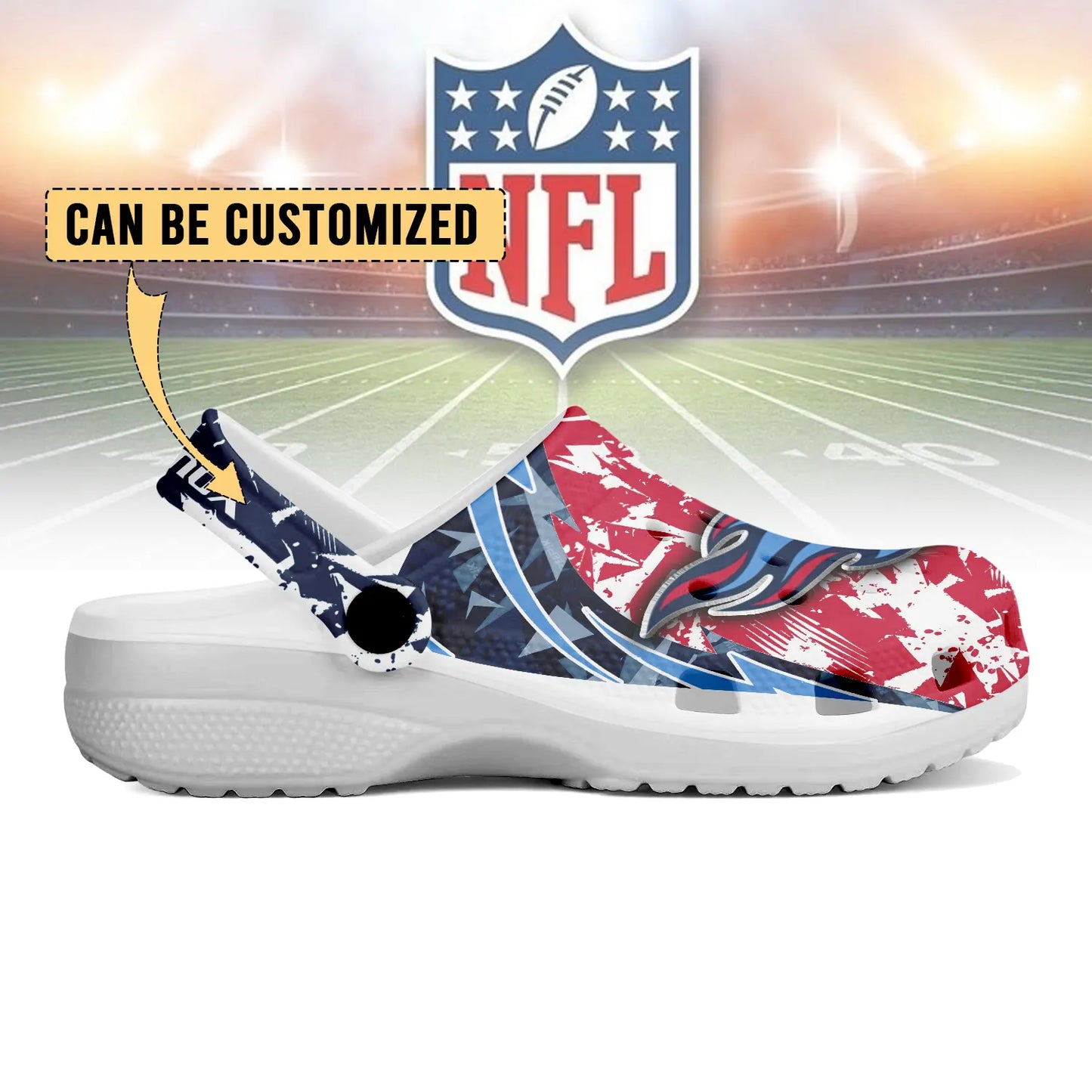 LIMITED EDITION - NEW CUSTOMIZED NFL31 TST TENNESSEE TITANS CLOGS SHOES
