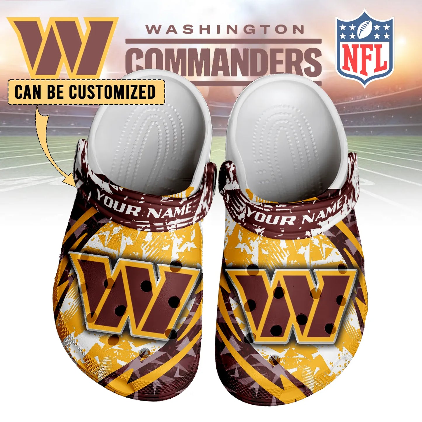 LIMITED EDITION - NEW CUSTOMIZED NFL12 WTC WASHINGTON COMMANDERS CLOGS SHOES