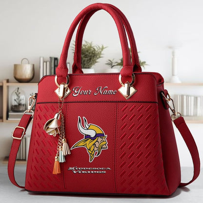 LIMITED EDITION - NEW CUSTOMIZED NFL05 MVK MINNESOTA VIKINGS LUXURY HANDBAG IN MULTIPLE COLORS