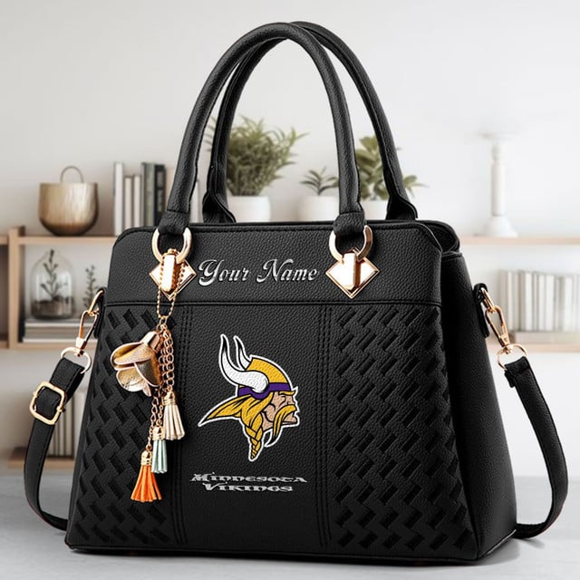 LIMITED EDITION - NEW CUSTOMIZED NFL05 MVK MINNESOTA VIKINGS LUXURY HANDBAG IN MULTIPLE COLORS