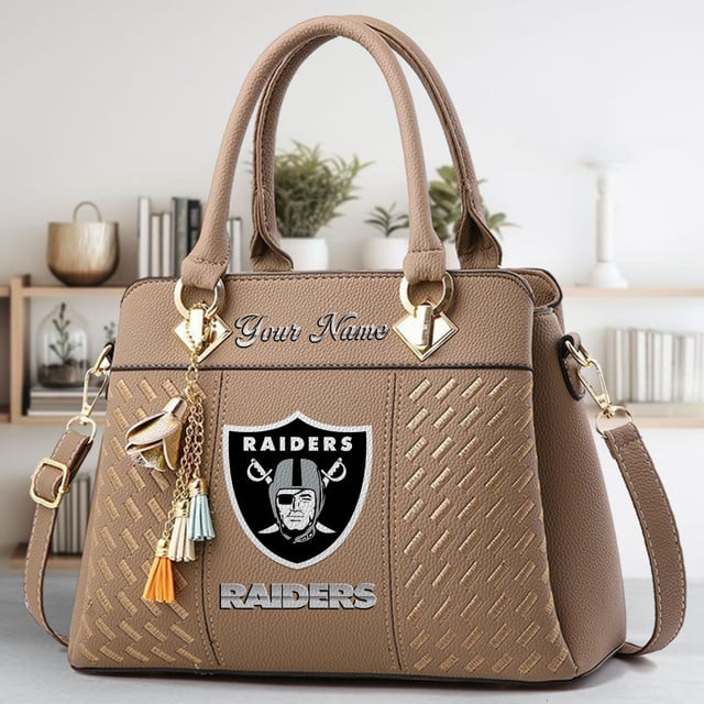 LIMITED EDITION - NEW CUSTOMIZED NFL07 LVR LAS VEGAS RAIDERS LUXURY HANDBAG IN MULTIPLE COLORS