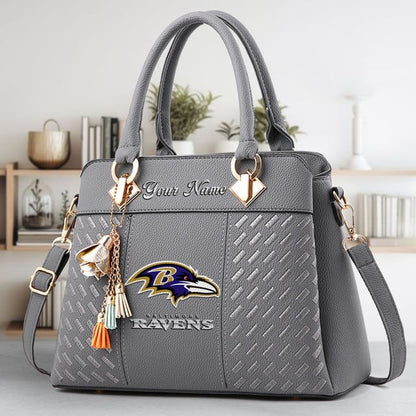 LIMITED EDITION - NEW CUSTOMIZED NFL28 BTR BALTIMORE RAVENS LUXURY HANDBAG IN MULTIPLE COLORS