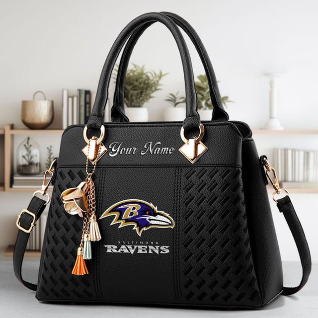 LIMITED EDITION - NEW CUSTOMIZED NFL28 BTR BALTIMORE RAVENS LUXURY HANDBAG IN MULTIPLE COLORS