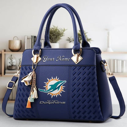 LIMITED EDITION - NEW CUSTOMIZED NFL19 MDP MIAMI DOLPHINS LUXURY HANDBAG IN MULTIPLE COLORS