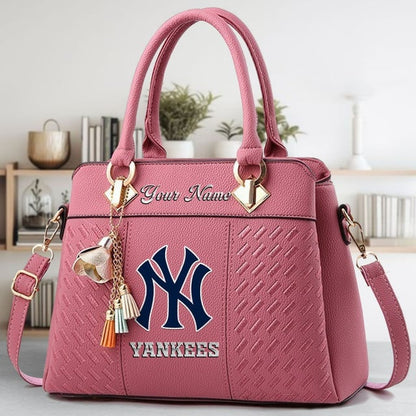 LIMITED EDITION - NEW CUSTOMIZED MLB01 NYY NEW YORK YANKEES WOMEN'S HANDBAGS MULTICOLOR