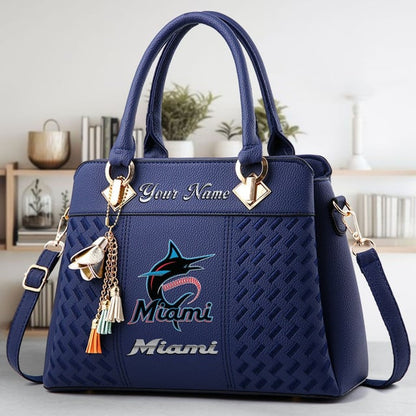 LIMITED EDITION - NEW CUSTOMIZED MLB20 MMS MIAMI MARLINS WOMEN'S HANDBAGS MULTICOLOR