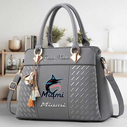 LIMITED EDITION - NEW CUSTOMIZED MLB20 MMS MIAMI MARLINS WOMEN'S HANDBAGS MULTICOLOR