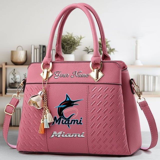 LIMITED EDITION - NEW CUSTOMIZED MLB20 MMS MIAMI MARLINS WOMEN'S HANDBAGS MULTICOLOR
