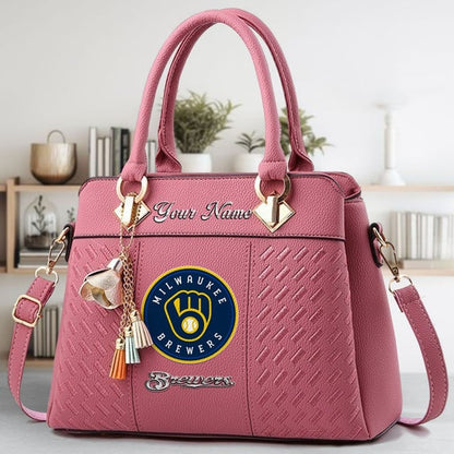 LIMITED EDITION - NEW CUSTOMIZED MLB15 MBS MILWAUKEE BREWERS WOMEN'S HANDBAGS MULTICOLOR