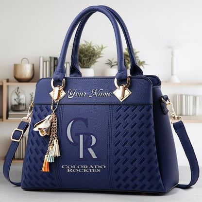 LIMITED EDITION - NEW CUSTOMIZED MLB30 COR COLORADO ROCKIES WOMEN'S HANDBAGS MULTICOLOR