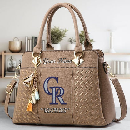 LIMITED EDITION - NEW CUSTOMIZED MLB30 COR COLORADO ROCKIES WOMEN'S HANDBAGS MULTICOLOR