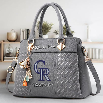 LIMITED EDITION - NEW CUSTOMIZED MLB30 COR COLORADO ROCKIES WOMEN'S HANDBAGS MULTICOLOR