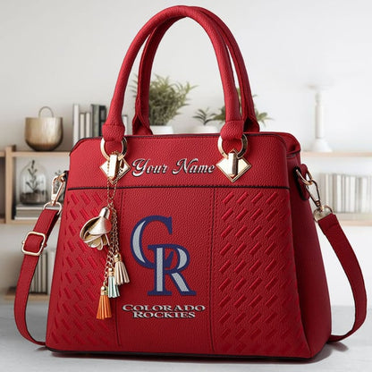 LIMITED EDITION - NEW CUSTOMIZED MLB30 COR COLORADO ROCKIES WOMEN'S HANDBAGS MULTICOLOR