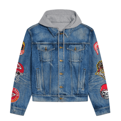 LIMITED EDITION - NEW PREMIUM NFL01 KCC KANSAS CITY CHIEFS HOODED DENIM JACKET