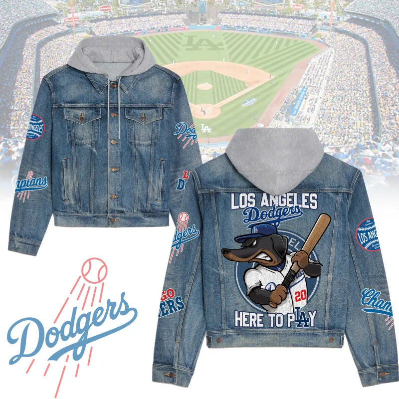 LIMITED EDITION - NEW CUSTOMIZED MLB02 LAD LOS ANGELES DODGERS HOODED DENIM JACKET