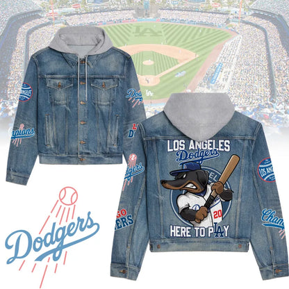 LIMITED EDITION - NEW CUSTOMIZED MLB02 LAD LOS ANGELES DODGERS HOODED DENIM JACKET