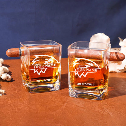 LIMITED EDITION - NEW 16 WCE PERSONALIZED WHISKEY GLASS WITH CIGAR HOLDER FOR FANS
